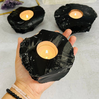 Black Obsidian Votive Tea Light Candle Holder - The Mystical Moon Online Store