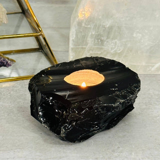 Black Obsidian Votive Tea Light Candle Holder - The Mystical Moon Online Store