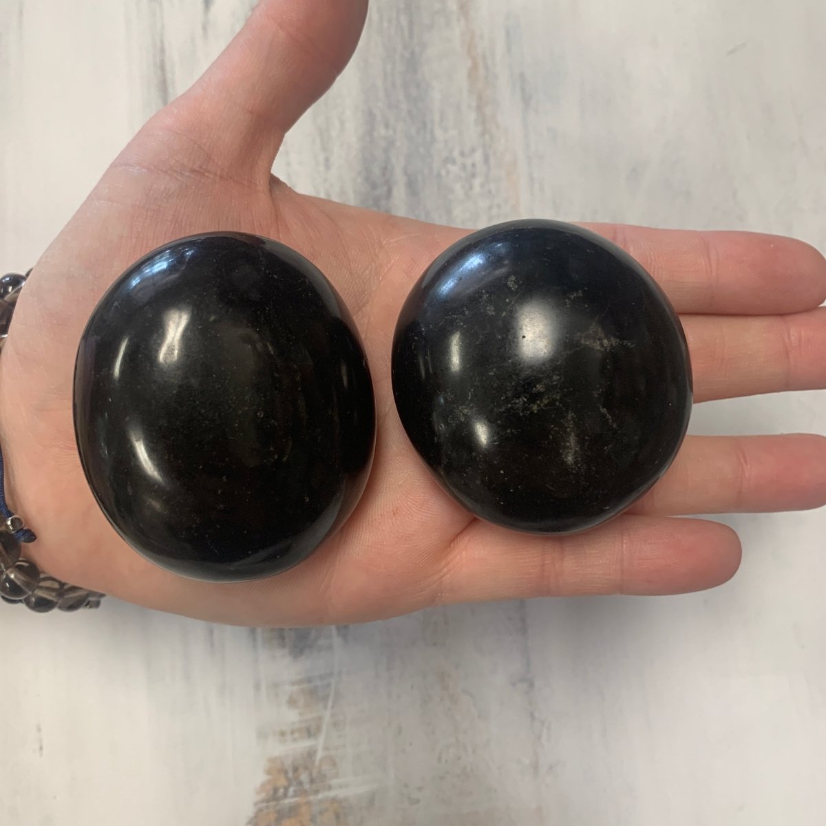 Black Tourmaline Palm Stone 10 - The Mystical Moon Online Store