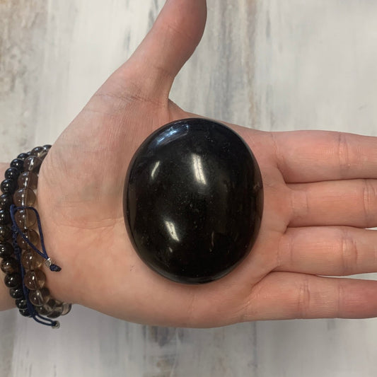 Black Tourmaline Palm Stone 10 - The Mystical Moon Online Store