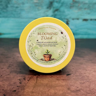 Blooming Witch Candle with Moonstone and Seeds - The Mystical Moon Online Store