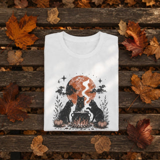 Cat's Coven Black Cat Halloween Tee — Witchy Fall Graphic Shirt - The Mystical Moon