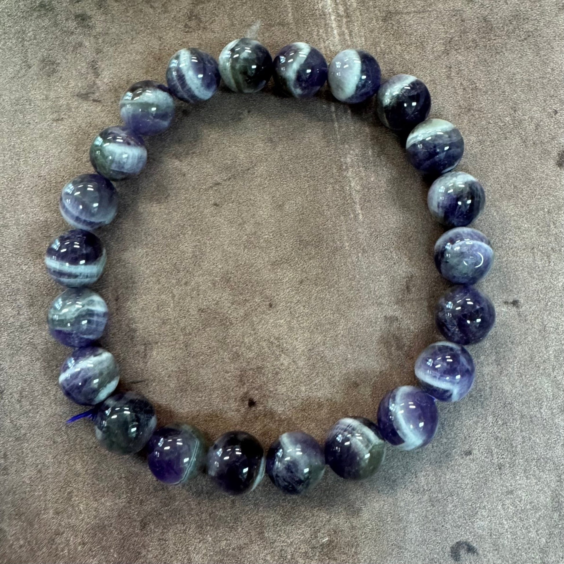 Chevron Amethyst Beaded Bracelet 8mm - The Mystical Moon Online Store