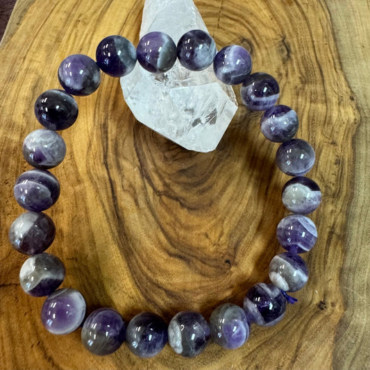 Chevron Amethyst Beaded Bracelet 8mm - The Mystical Moon Online Store