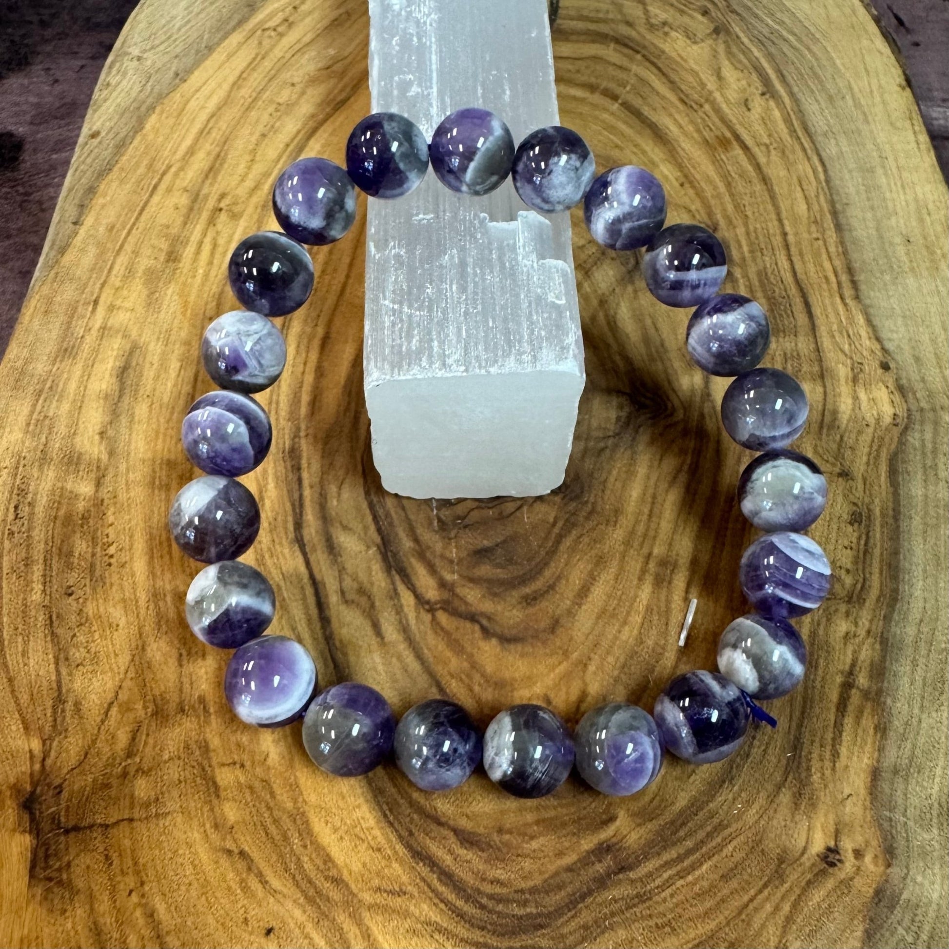 Chevron Amethyst Beaded Bracelet 8mm - The Mystical Moon Online Store