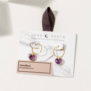 Conversation Heart Mini Hoop Earrings - Amethyst - The Mystical Moon Online Store