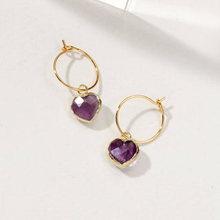 Conversation Heart Mini Hoop Earrings - Amethyst - The Mystical Moon Online Store