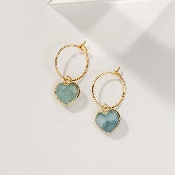 Conversation Heart Mini Hoop Earrings - Aquamarine - The Mystical Moon Online Store