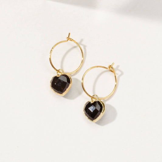 Conversation Heart Mini Hoop Earrings - Onyx - The Mystical Moon Online Store