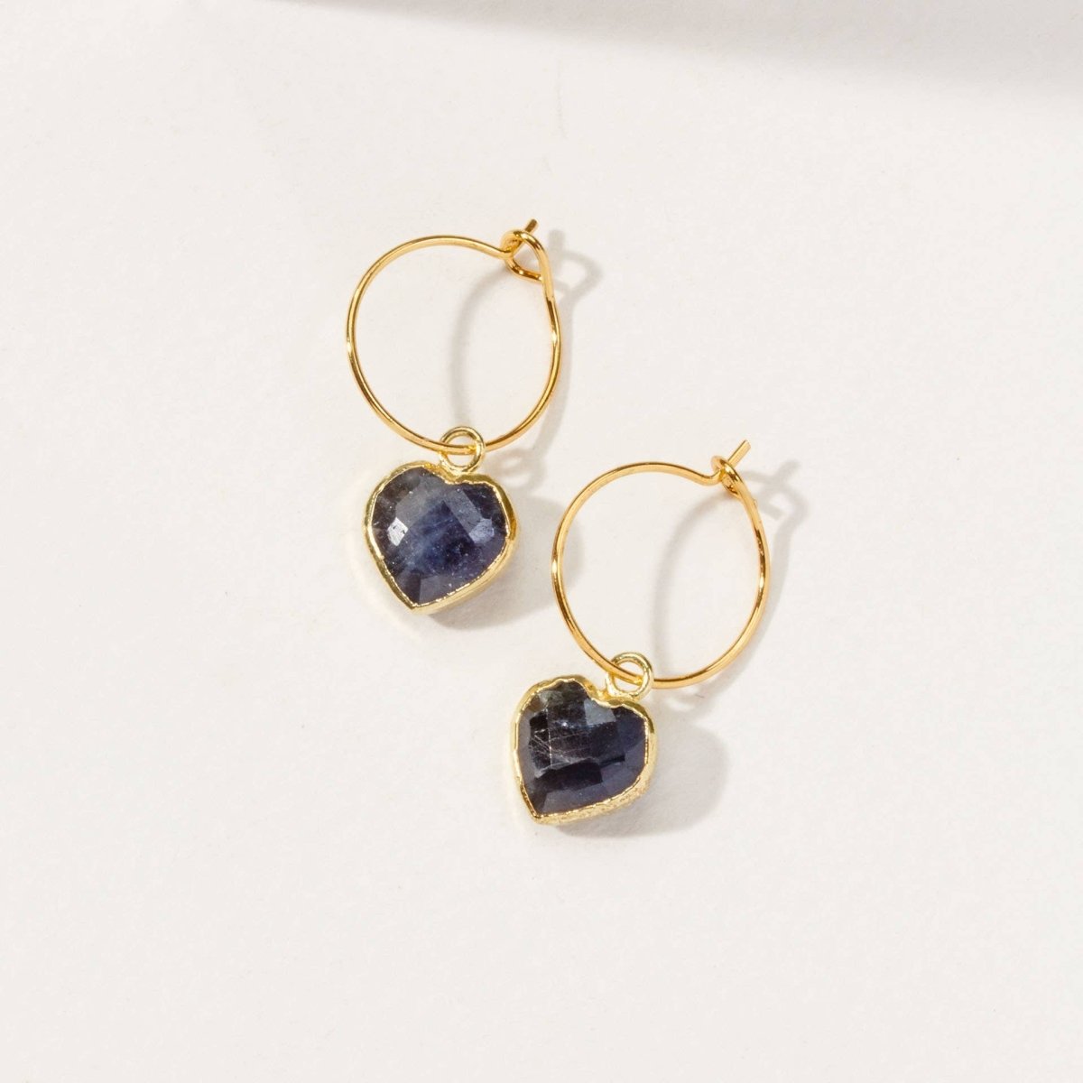 Conversation Heart Mini Hoop Earrings - Sapphire - The Mystical Moon Online Store