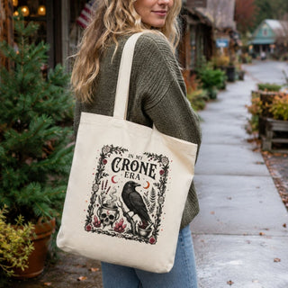 Crone Era Raven Canvas Tote Bag - The Mystical Moon