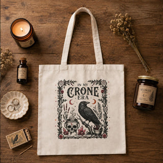 Crone Era Raven Canvas Tote Bag - The Mystical Moon