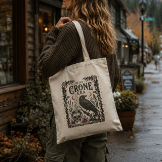 Crone Era Raven Canvas Tote Bag - The Mystical Moon