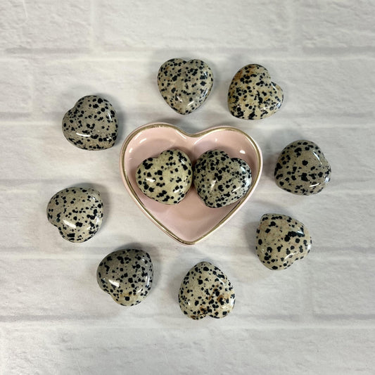 Dalmatian Jasper Tumbled 30mm Heart - The Mystical Moon Online Store