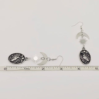 Dark Crow Pattern Pendant Star Moon Earring - GT/MS - The Mystical Moon