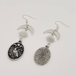 Dark Crow Pattern Pendant Star Moon Earring - GT/MS - The Mystical Moon