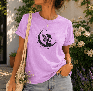 Fairy on Crescent Moon T-Shirt - The Mystical Moon