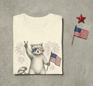 Feral & Free Patriotic Raccoon Tee - The Mystical Moon Online Store