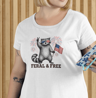 Feral & Free Patriotic Raccoon Tee - The Mystical Moon Online Store