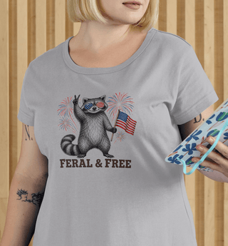 Feral & Free Patriotic Raccoon Tee - The Mystical Moon Online Store