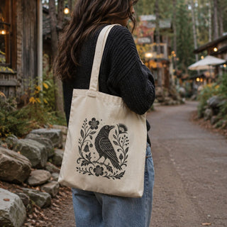 Folk Raven Tote - The Mystical Moon
