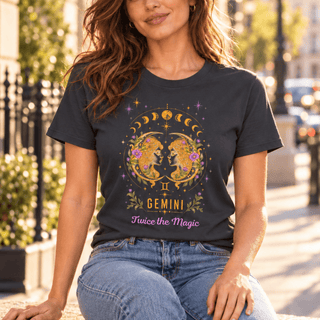 Gemini Twice the Magic Zodiac Tee - The Mystical Moon