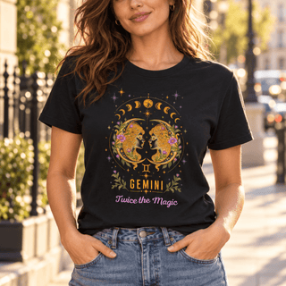 Gemini Twice the Magic Zodiac Tee - The Mystical Moon