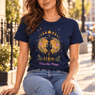 Gemini Twice the Magic Zodiac Tee - The Mystical Moon
