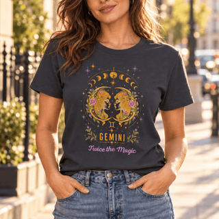 Gemini Twice the Magic Zodiac Tee - The Mystical Moon
