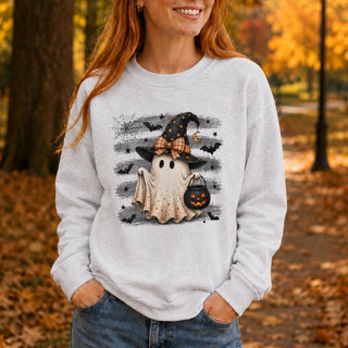 Ghost With Witch Hat Halloween Sweatshirt — Cute Witchy Crewneck - The Mystical Moon