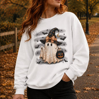 Ghost With Witch Hat Halloween Sweatshirt — Cute Witchy Crewneck - The Mystical Moon