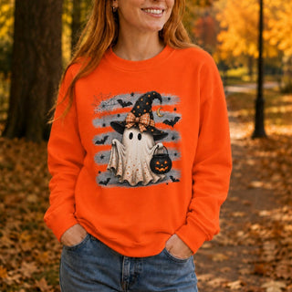 Ghost With Witch Hat Halloween Sweatshirt — Cute Witchy Crewneck - The Mystical Moon