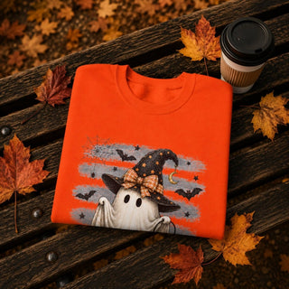 Ghost With Witch Hat Halloween Sweatshirt — Cute Witchy Crewneck - The Mystical Moon
