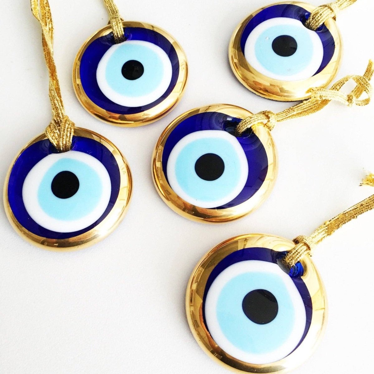 Gold Trimmed Glass Evil Eye Beads with Gold Ropes - The Mystical Moon Online Store