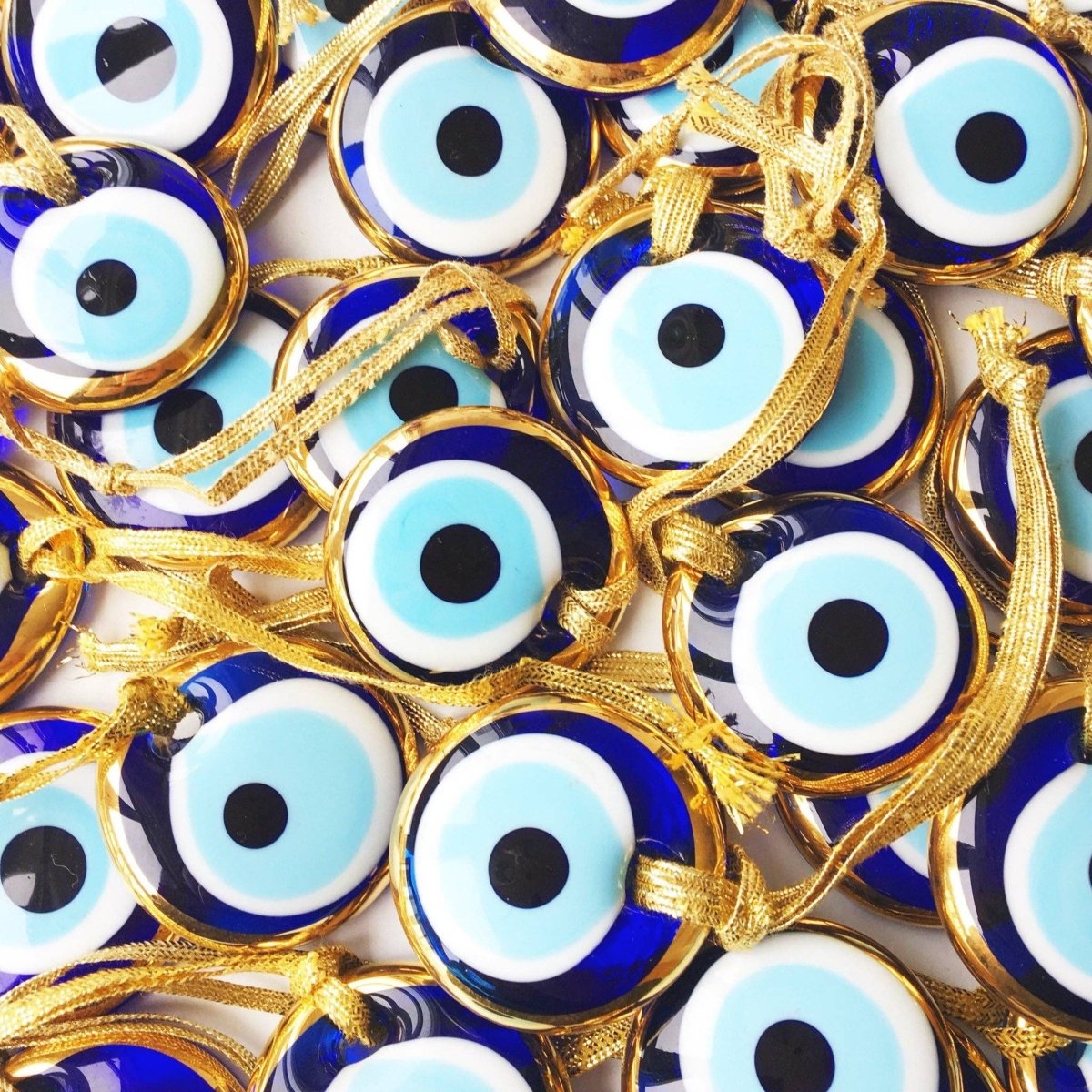 Gold Trimmed Glass Evil Eye Beads with Gold Ropes - The Mystical Moon Online Store