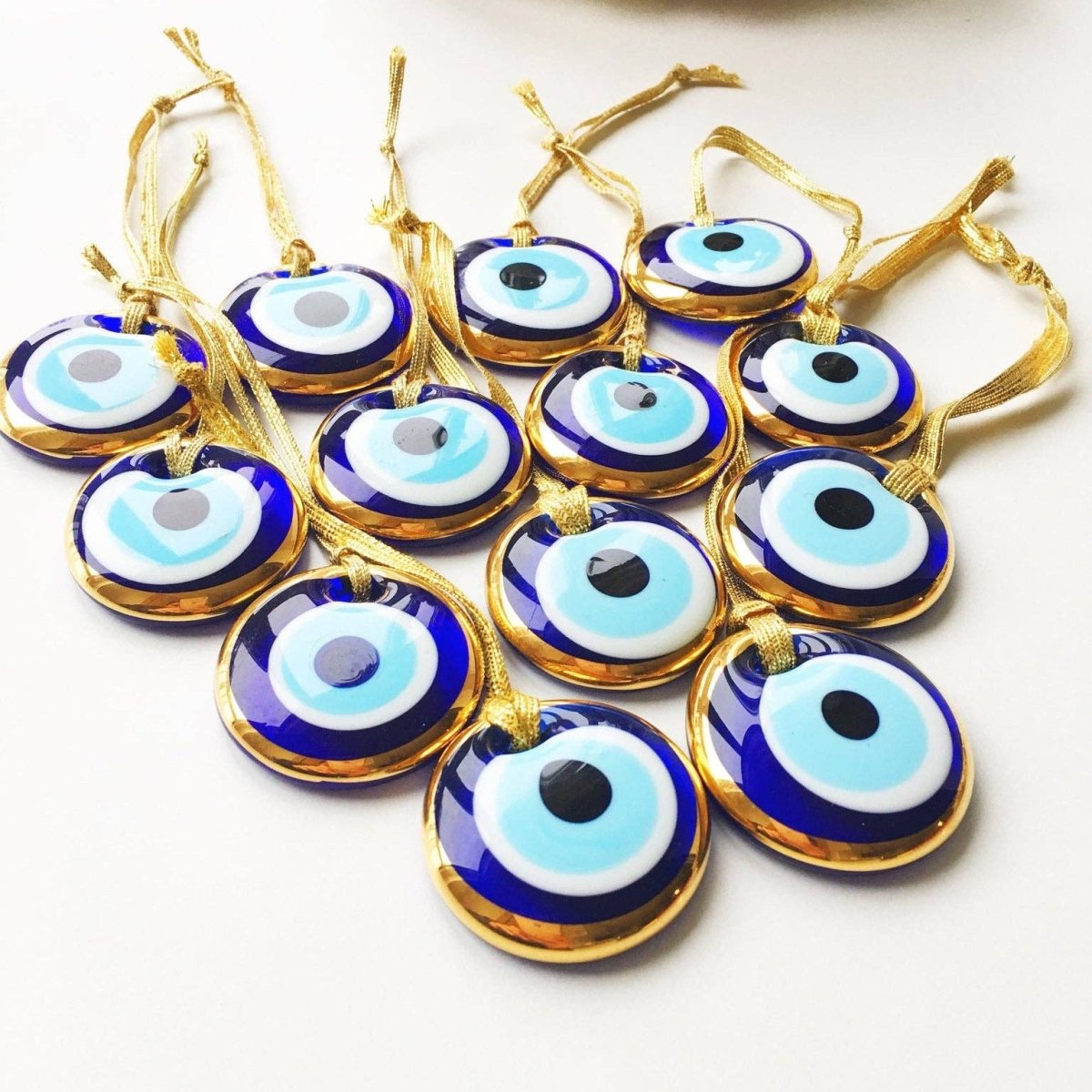 Gold Trimmed Glass Evil Eye Beads with Gold Ropes - The Mystical Moon Online Store