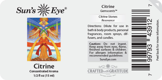 Label for Citrine Essential oil by Sun's eye
