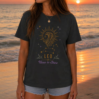 Leo Born to Shine Zodiac Tee - The Mystical Moon