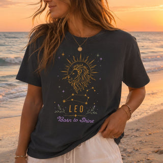 Leo Born to Shine Zodiac Tee - The Mystical Moon