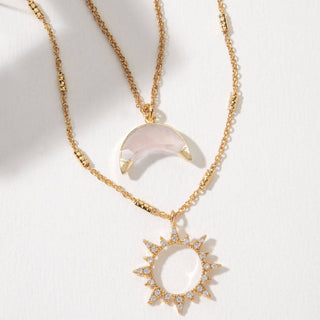 Live by the Sun, Love by the Moon Necklace Set - Rose Quartz - The Mystical Moon Online Store