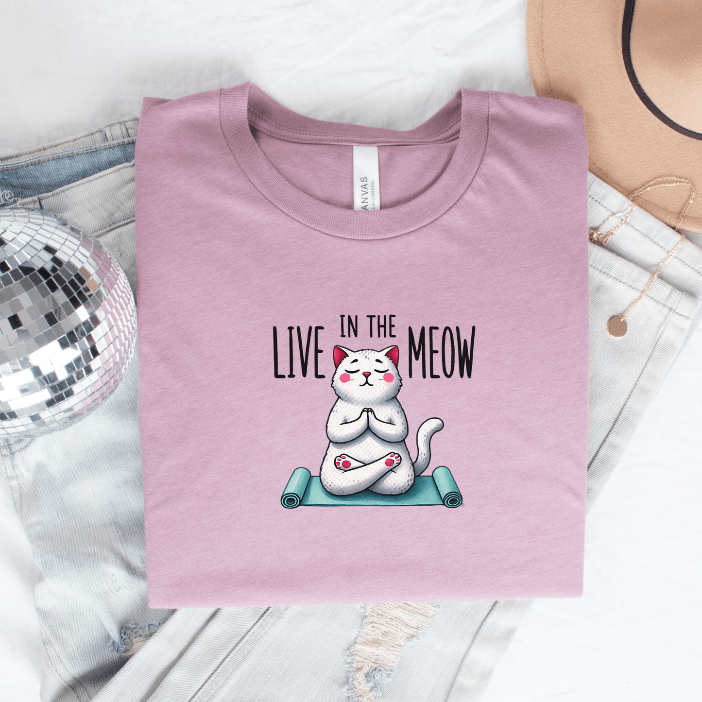 Live in the Meow Cat T-Shirt - The Mystical Moon Online Store