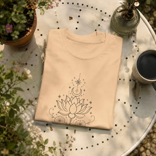 Lotus Deer Skull Tee — Floral Boho Spiritual Graphic T-Shirt - The Mystical Moon