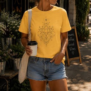 Lotus Deer Skull Tee — Floral Boho Spiritual Graphic T-Shirt - The Mystical Moon