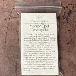 Money Spell Tea Lights with Cinnamon, Jade Crystals, and Bay Leaves – Tonka & Oud Fragrance - The Mystical Moon Online Store
