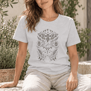 Mystical Moth and Celestial Symbols Graphic T-Shirt - The Mystical Moon