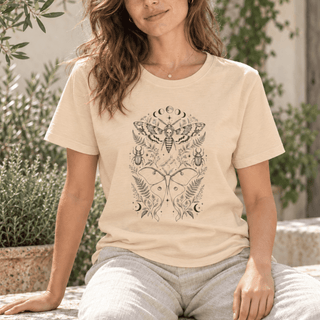 Mystical Moth and Celestial Symbols Graphic T-Shirt - The Mystical Moon