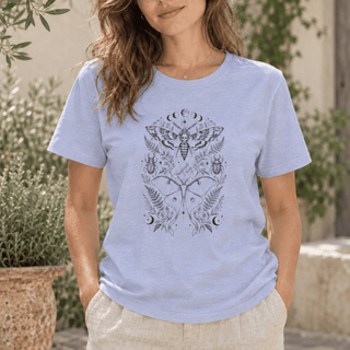 Mystical Moth and Celestial Symbols Graphic T-Shirt - The Mystical Moon