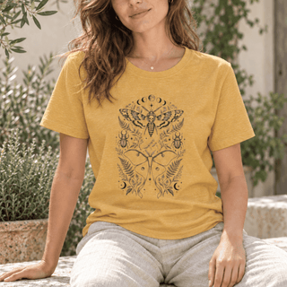 Mystical Moth and Celestial Symbols Graphic T-Shirt - The Mystical Moon