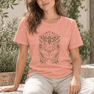 Mystical Moth and Celestial Symbols Graphic T-Shirt - The Mystical Moon