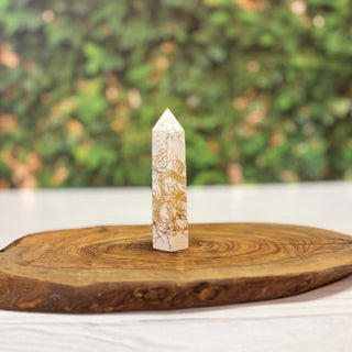 Natural Howlite Dragon Print Obelisk Tower - The Mystical Moon